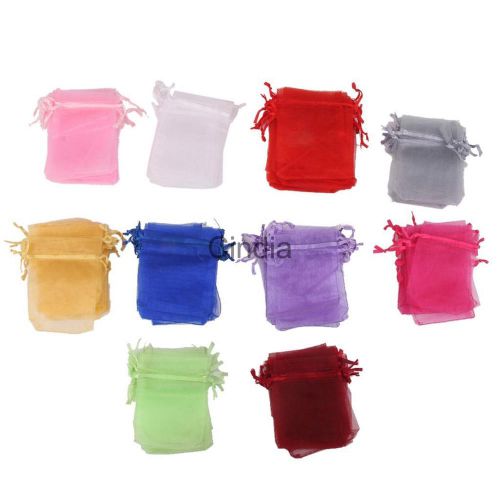 100pcs organza bag wedding favors drawstring jewelry pouch mixed color for sale