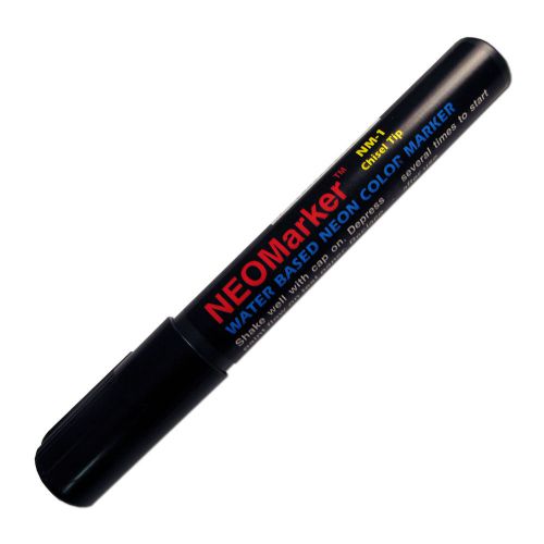 1- Black 1/4&#034; Chisel Tip Waterproof Sign/Art Marker Pen Semi-Permanent