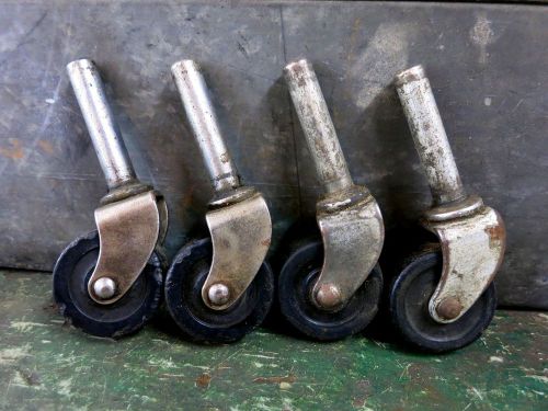 Set of 4 vintage industrial steampunk caster chair table wheels antique 4&#034; long for sale