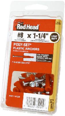 Itw brands - red head 20-pack  1-1/4-inch plastic wall anchors for sale