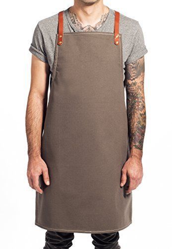 Twig and bones canvas and genuine leather apron - perfect for grilling, in the a for sale