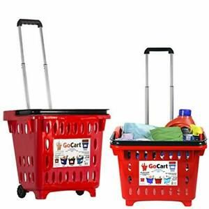 dbest products Gocart Red 5 Pack Grocery Cart Shopping Laundry Basket on Whee...