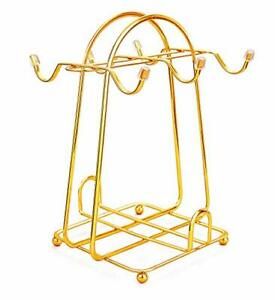 Stainless Steel Wire Rack Display Stand Service for Tea Cups,Bracket,Gold