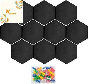 10-Pack 3/8&#034; Thick Hexagon Felt Board Tiles, Yoklili Self-Adhesive Bulletin Memo