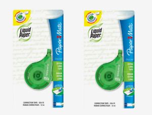 2 Papermate DryLine LIQUID PAPER White Out Correction Tape Extra Long Rewind .1z