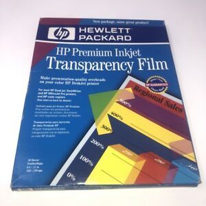 *OPEN BOX 37 SHEETS* HP Premium Inkjet Clear Transparency Film C3834A 8.5 x 11&#034;
