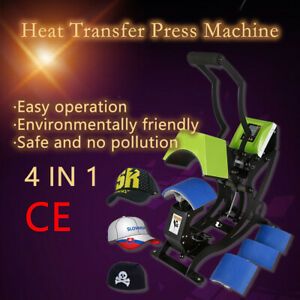 4in1 Digital Gas Spring Heat Press Machine Sublimation Hat+ Cap Dual Transfer US