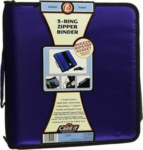 NWT Case-It Classic 3 Ring Binder Case It 2&#034; Purple Zip School Notebook Folder