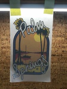 Vintage 1973 ITL Palm Springs Florida Sunset, Boat, Palms Iron-On Transfer T-5