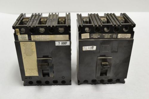 Lot 2 square d fal36007 fal36020 mixed circuit breaker 7a 20a amp 3pole b206414 for sale