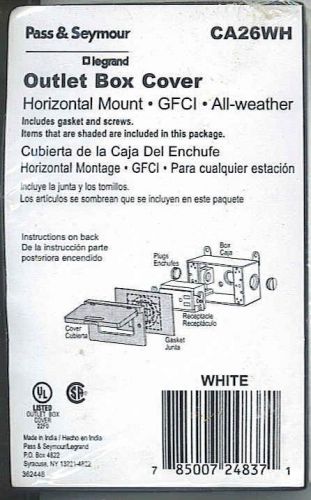 New pass &amp; seymour outlet box cover- horizontal mount - white ca26wh for sale