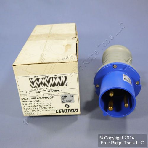 Leviton International-Rated Splashproof Pin &amp; Sleeve Plug 63A 250VAC SP363P6