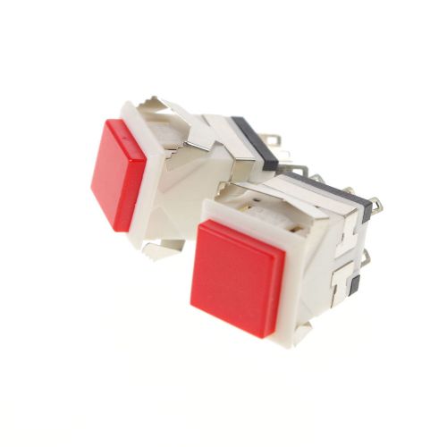 (2) Red 6 Pin 17*17mm Mounting Hole Momentary PushButton Switch Without Light