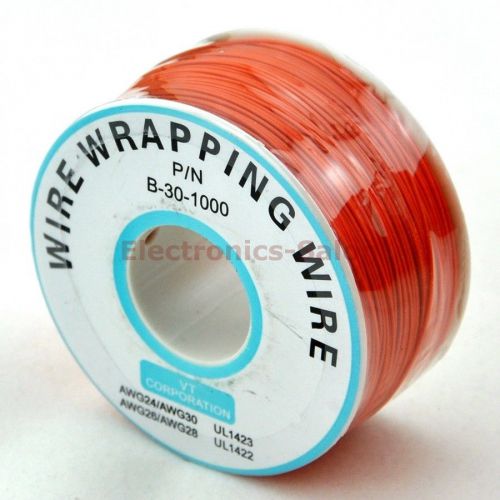 One Roll Orange 30AWG Wire Wrapping Wire, Tinned Copper Solid, PVC insulation.