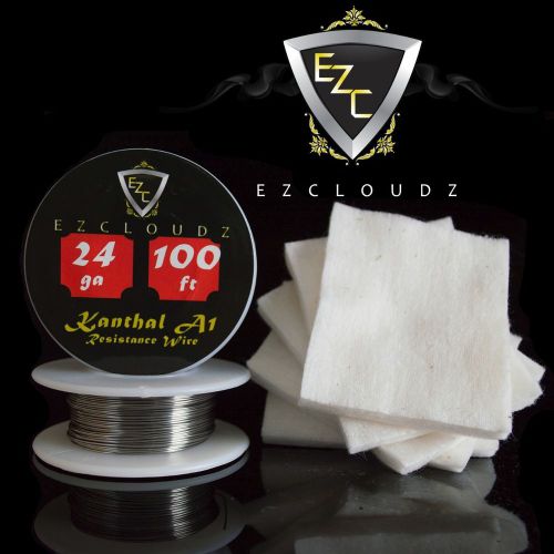Kanthal 24 gauge wire (100ft) + 5 free japanese organic unbleached cotton pads for sale