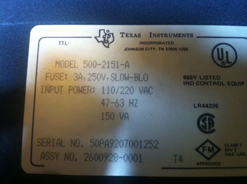 texas instruments power supply Model-500-2151-a