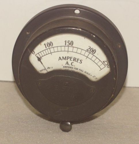 Vintage Weston Instruments 0-250 Amperes AC 4&#034; Round Panel Meter Model 429