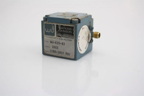 Watkins johnson wj microwave rf yig filter 1200-2000mhz 20mhz bw 10db i.l tested for sale