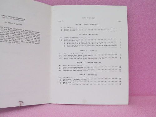 Kay Electric Manual 3000 Random Noise Gen. Oper. &amp; Maint. Manual w/Schem. Orig.