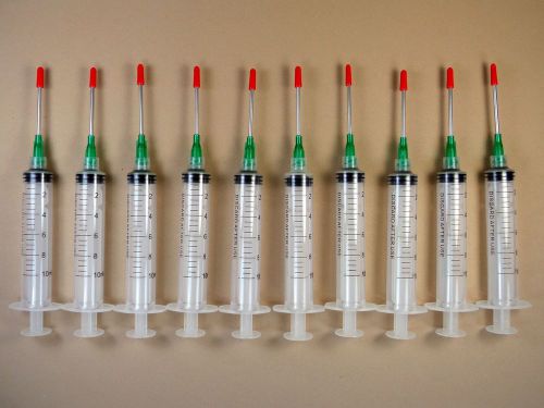 10 Syringes 10ml w 14 Gauge Tip w Red Cap Dispense E6000 Adhesive Glue Vape LL14