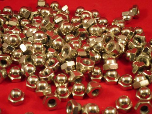 Nickel plated steel hex acorn cap nuts - 500 pieces 1/4-20 - nos - for sale