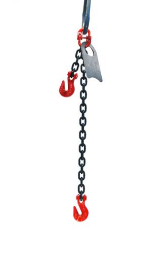 9/32&#034; 6 foot grade 80 soga single leg lifting chain sling - grab hook adjuster for sale