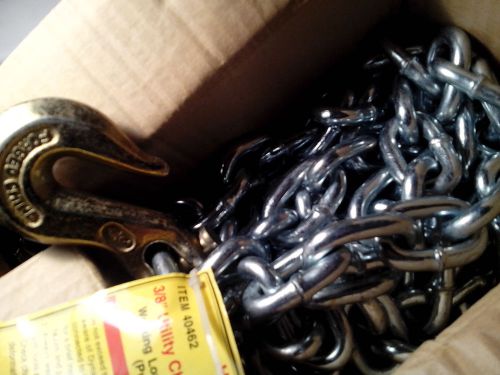 Utility chain 14 foot x 3/8 inch with 3/8 clevis grab hooks on both ends for sale