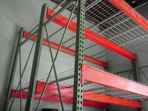 Pallet rack section 12&#039; high x 42&#034; deep x 8&#039; long beam with wiredecks for sale