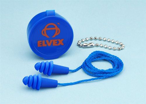 Elvex Quattro Jelli Snug Ear Plugs Hearing Protection Corded with Case NRR25