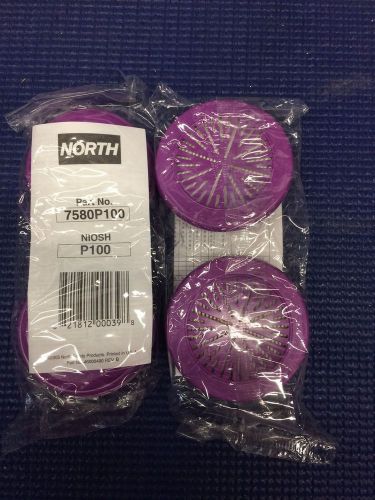 BK-8  2 pair North 7580 P100 Particulate Filter Replacement Cartridge Purple