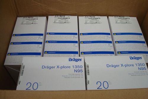 DRAGER X-PLORE N95 1350 MASKS~LOT OF 6 BOXES OF 20=120 MASKS REF:395 1352