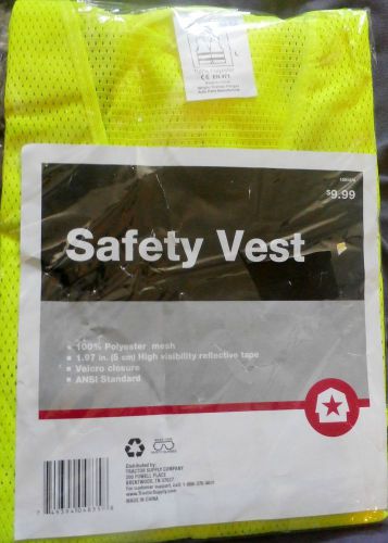2 pockets neon yellow safety vest with reflective strips ansi/isea large  l for sale