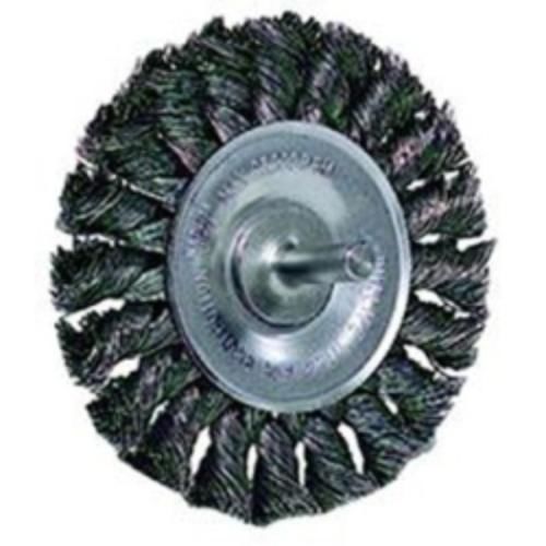 Wire wheel, 3-1/4&#034; diameter, .014 knotted wire, 1/4&#034; round stem, 25,000 (17681) for sale
