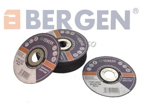 BERGEN 10 Pack Flat Centred  Cutting Discs For 4.5&#034; Angle Grinder 115 x 1 x 22m