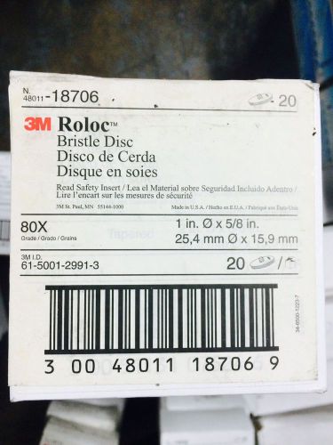 3m roloc bristle disc. 1 in. x 5/8 in. 80x grade. model 18706. qty 20 for sale