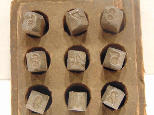 5/16&#034; Antique Vintage Steel Roman Numerals Hand Cut Number Punch Set w/Wood Box