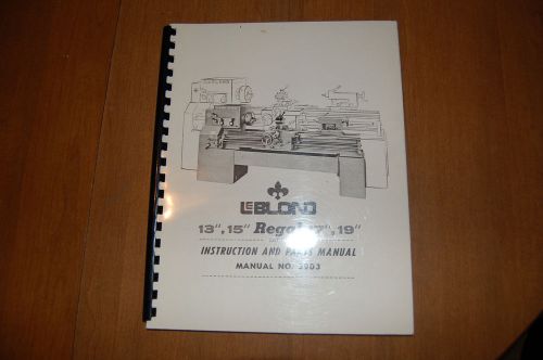 Leblond Regal Instruction and Parts Manual