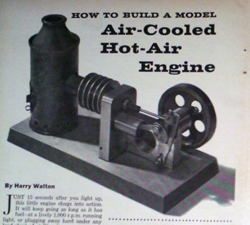 Original 1961 How to Build a Model AIR-COOLED HOT-AIR ENGINE PLAN / BLUEPRINT
