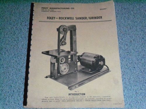 Foley-Belsaw - Foley Rockwell Sander - Grinder / Operating Instructions - Manual