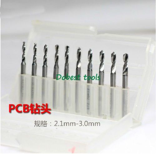 10pcs/set 2.1-3.0mm drill bit carbide pcb drill carbide micro bits 1/8&#034; for sale