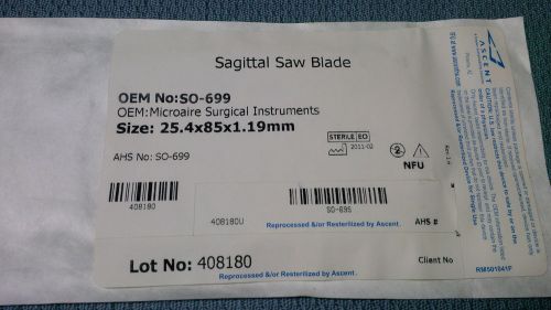 Microaire Saggital Saw Blade REF SO-699 Size 25.4 x 85 x 1.19mm