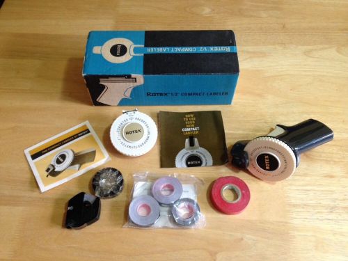 Vintage Rotex Compact Label Maker Labeler with Original Box 1966