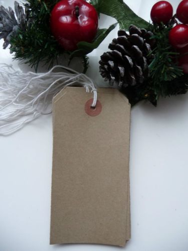 25 blank large Christmas tags luggage labels 12cm x 6cm Strung brown