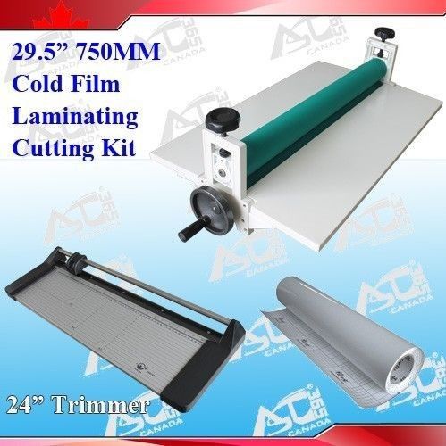 29.5&#034; Cold Laminator +24In Rotary Paper Cutter Trimmer +1 Rolls Laminating Film