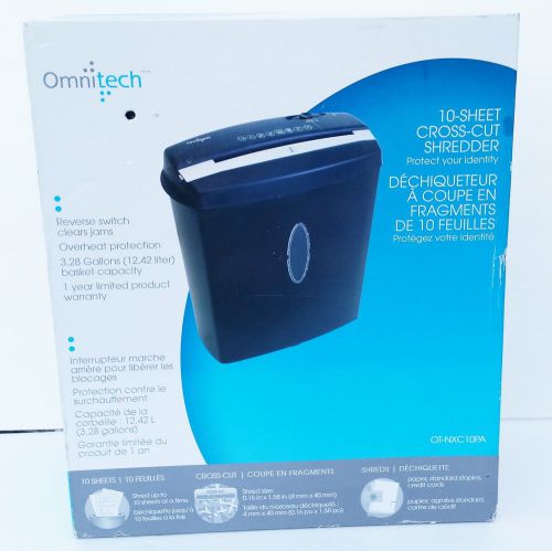 Omnitech 10-Sheet Cross Cut Shredder protect identity overheat  reverse jam