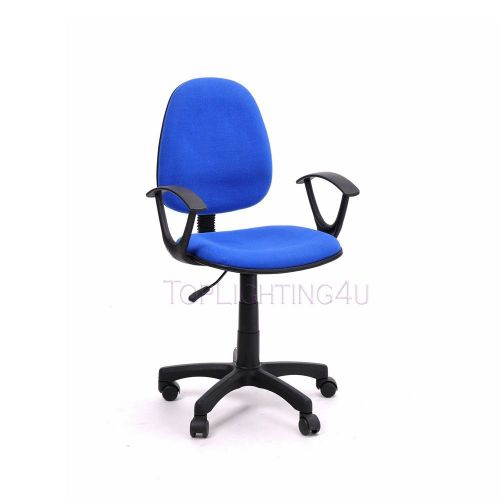 Blue swivel executive task desk computer office chair with arms and fabric pads for sale