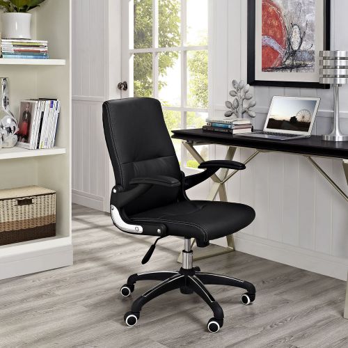 Premier High-back Black Office Chair Upholstered in Padded Vinyl Modern Style