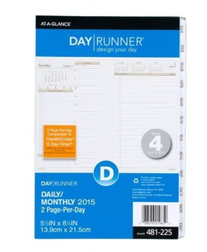 New Day Runner Size 4 Daily/Monthly Refill 2015  481-125