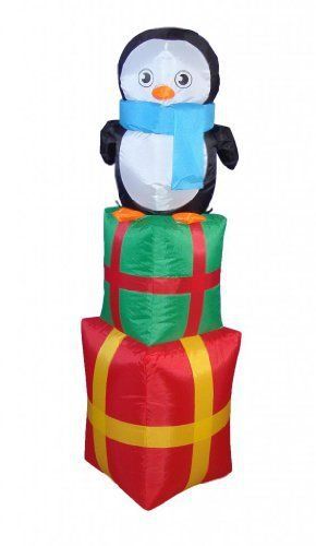 4 Foot Christmas Inflatable Penguin on Gift Box 2013 Yard Decoration