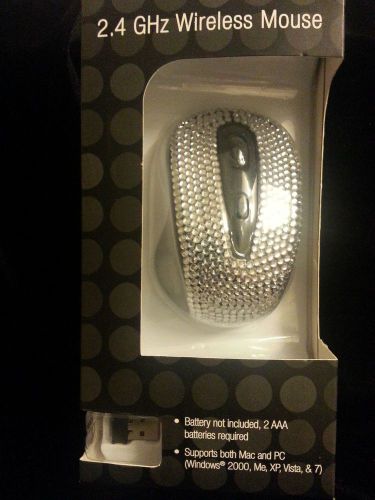 Silver Crystal Rhinestone Bling Embellished Office Wireless Mouse NEW